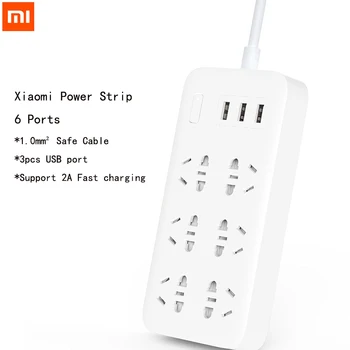 

Original XiaoMi Mi 6 Ports with 3 USB Fast Charging 2.1A USB Smart Power Strip Power Plug Charger Socket US UK EU AU for Phone