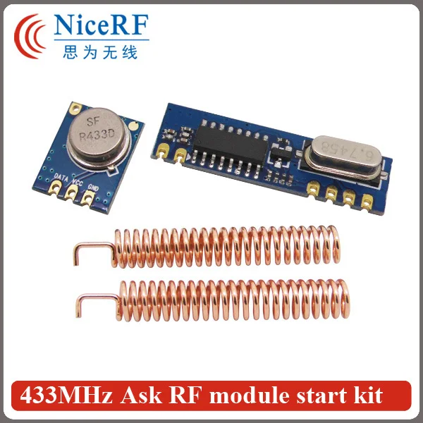 

4PCS/pack 433MHz ASK Module kit (4PCS ASK Transmitter Module STX882+4PCS Superheterodyne Receiver module SRX887+8PCS Antennas