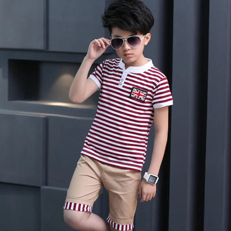 Binhbet أزياء الأطفال رياضية للأولاد T-القرف + السراويل القطن 2 قطعة الفتيان ملابس رياضية الصيف عارضة أطفال مراهقون طفل الملابس