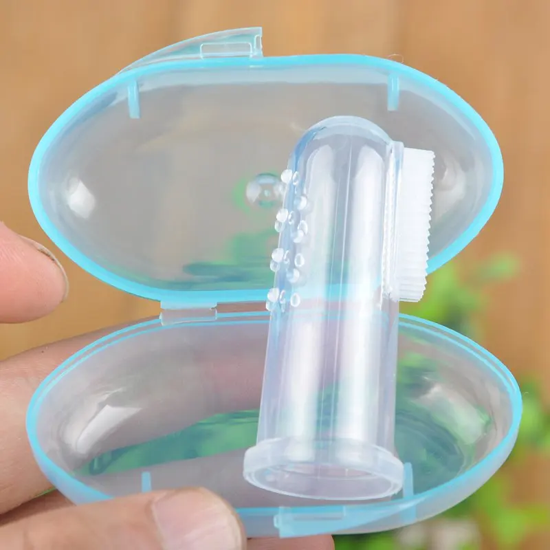 Baby Finger font b Toothbrush b font With Box Children Teeth Clear Massage Soft Silicone Infant