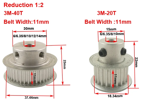 LUPULLEY HTD шкив зубчатого ремня шестерни 3 м тип замедления комплект 3 м(1:2) 20 т 40 т ЧПУ гравировальный станок запчасти синхронный