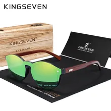 KINGSEVEN DISEGNO 2018 Occhiali Da Sole In Legno Per Gli Uomini/Donne di Alta Qualità Lente A Specchio UV400 Occhiali Da Sole Classici Con Cornici e articoli da esposizione di Legno
