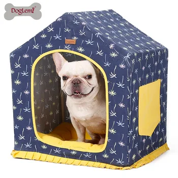 

Portable Foldable Canvas Coconut Design Pet House Cave Dog Bed Cat Bed with Removable Cushion