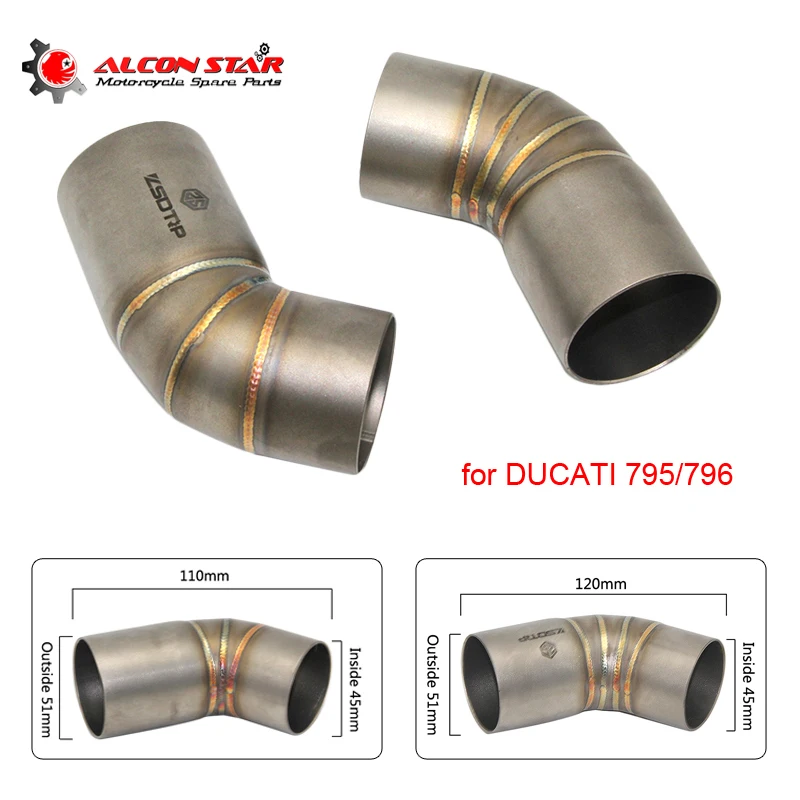 

Alconstar-51mm 2Pcs/Set Motorcycle Exhaust Muffler Middle Pipe Adapter Link Middle Slip On For DUCATI Monster 795 796 Racing