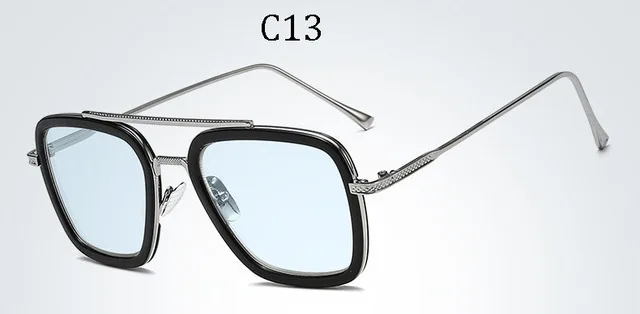 DPZ модные Мстители Тони Старк стиль полета Солнцезащитные очки Мужские квадратные брендовые дизайнерские солнцезащитные очки Oculos De Sol ретро - Цвет линз: Коричневый
