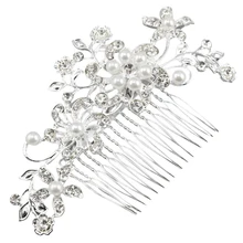 Заколка-расческа для волос со стразами и жемчугом