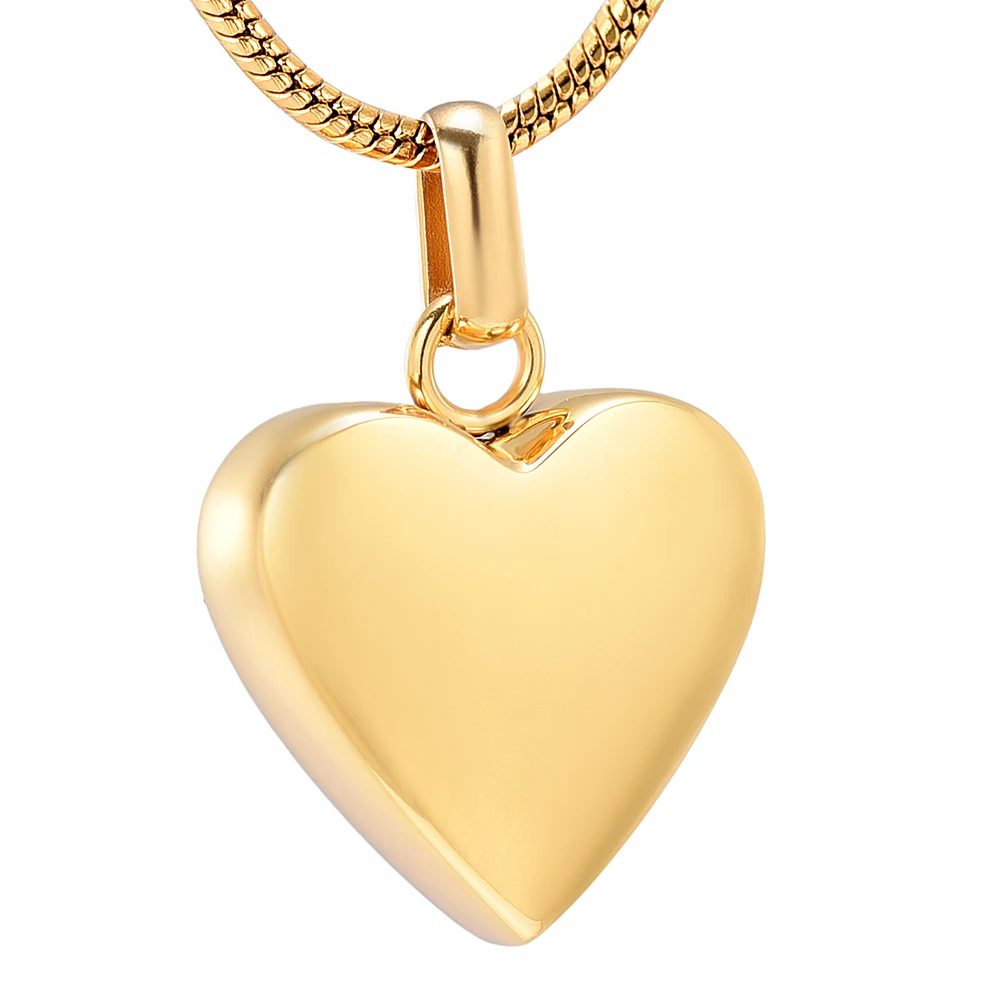 LKJ8455 Golden Heart Cremation Jewelry Blank/ Engravable Memorial Urn