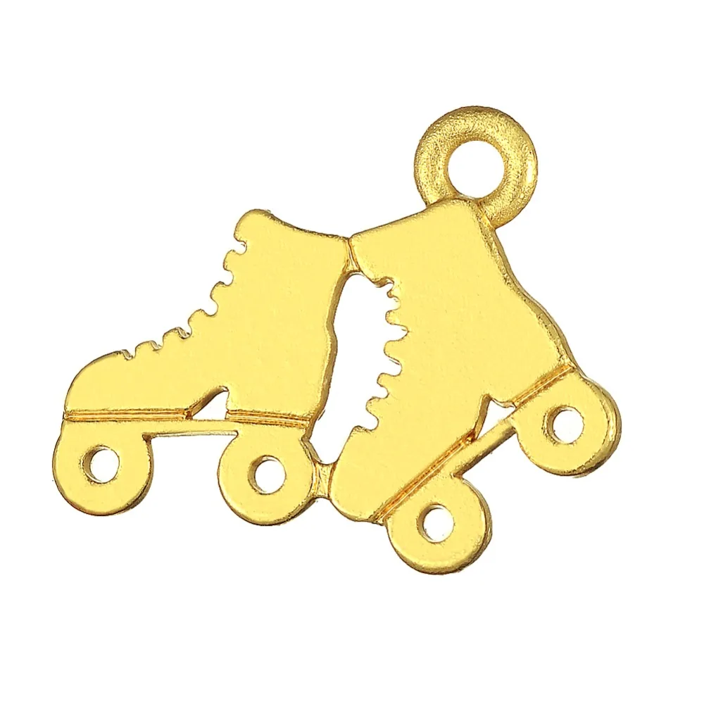 My shape 20pcs Roller Skates Shoes Charms Gold Color Ice Skate Sport Pendants for Necklace Bracelets Jewelry Making Accessories