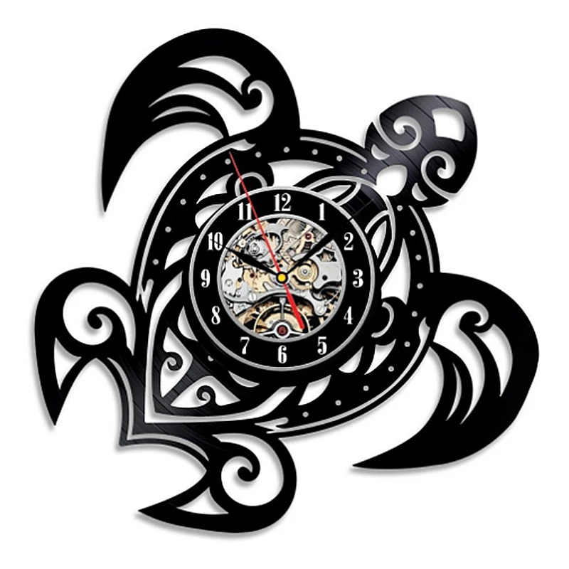 Online HEIßE Meer Schildkröte Form Klassische Wanduhren Getriebe Uhr Gesicht Dekoration Kunst Uhr Schallplatte Wanduhr Zimmer Dekoration Wand kunst