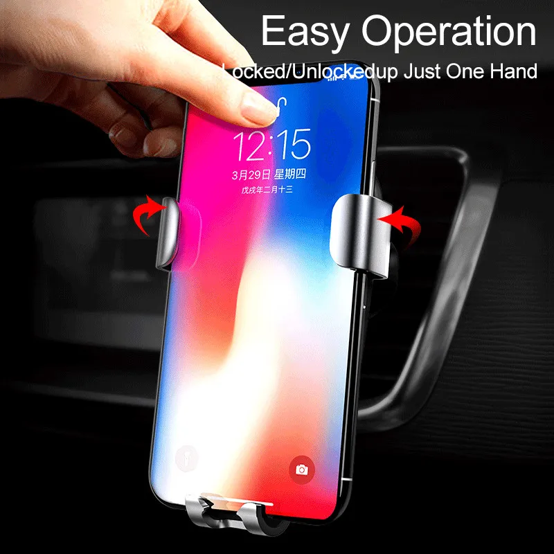 Автомобильный держатель Biaze алюминиевый сплав с АБС Gravity для iPhone X XS Max samsung S9
