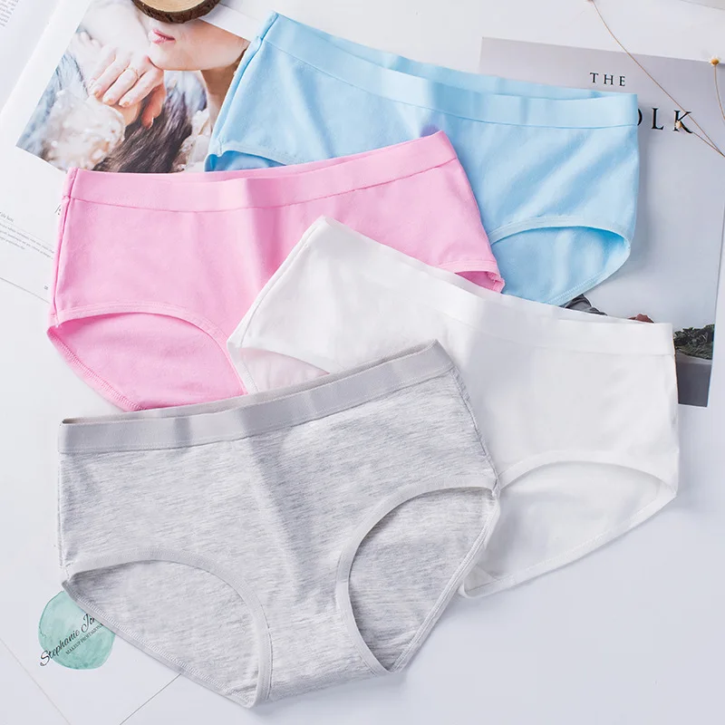 

Midwaist cotton comfortable underpants for girls Pure color carries breech contracted female briefs S2109 LC