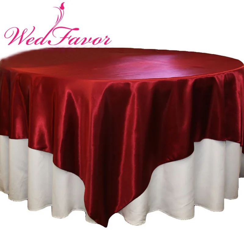 

WedFavor 1PC Square Satin Table Overlay Satin Banquet Table Cover Wedding Table Cloth For Home Event Party Hotel Decoration