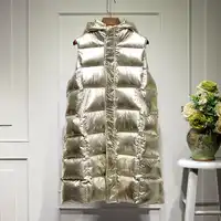 Frauen Lange Weste Jacke Weibliche Glänzende Mädchen Weste Frauen Weste Mantel Winter Streetwear 2019 Neue Mode Oberbekleidung GOLD SILBER