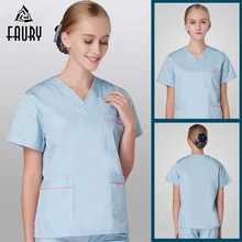 Мода доктор униформа медсестры больница медицинская красота салон скраб набор короткий рукав тонкий Fit дышащая хирургическая медицинская форма