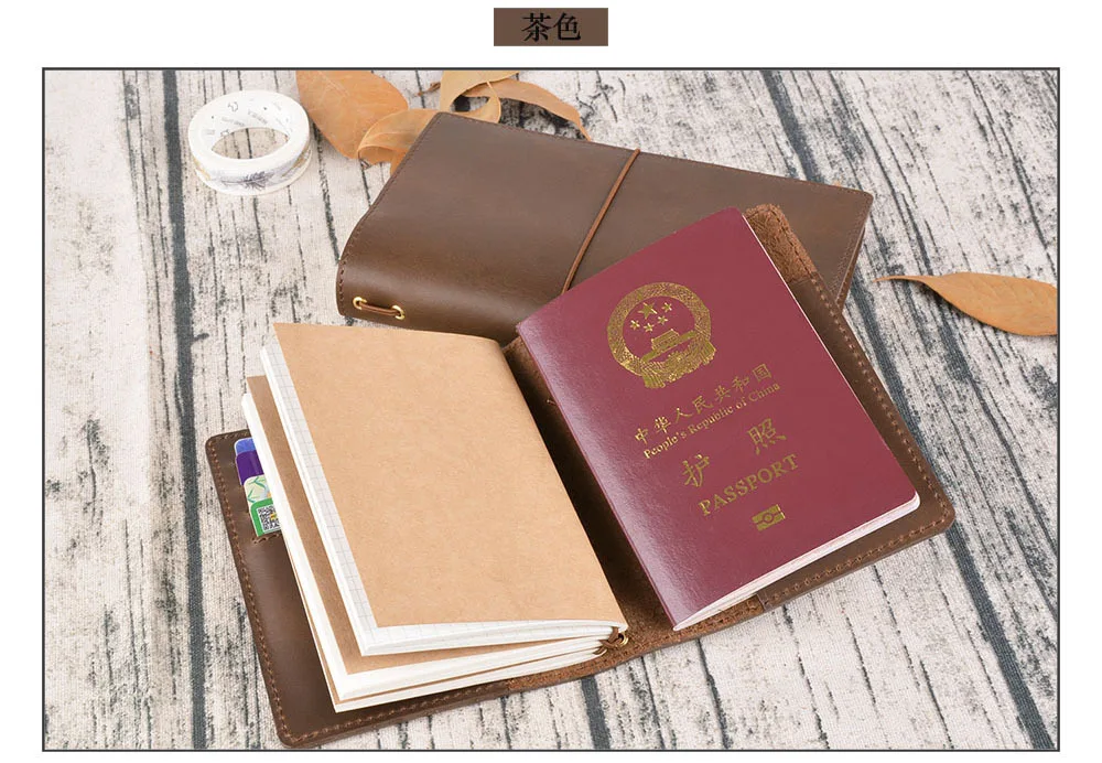 Дневник Ретро путешественник спиральный блокнот, натуральная кожа паспорт портативный размер дневник планировщик небольшой настольная книга подарок