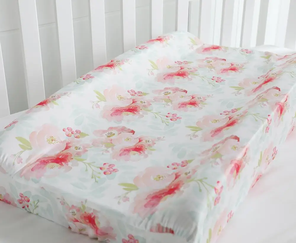 

Baby Changing Pad Covers Infants Fitted Changing Table Sheets for Girls Boys (Pink Mint Floral)