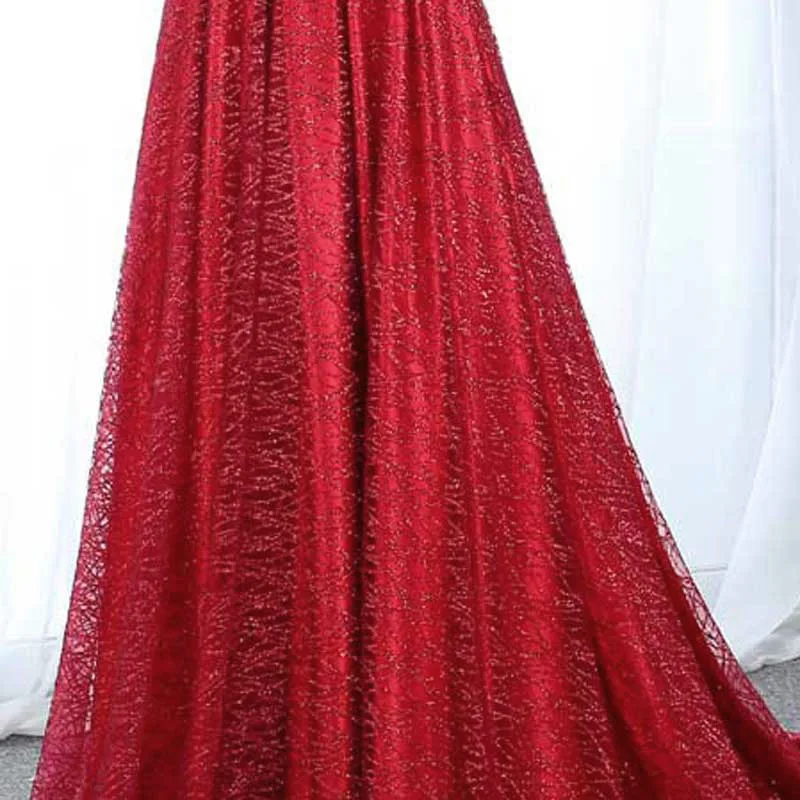 BeryLove, сексуальное черное вечернее платье с блестками,, на тонких бретелях, вечернее платье, v-образный вырез, для формальной вечеринки, с разрезом, платье для выпускного вечера, robe de soiree - Цвет: Red