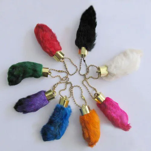 Free shipping lucky rabbit foot keychainin Party DIY Decorations from