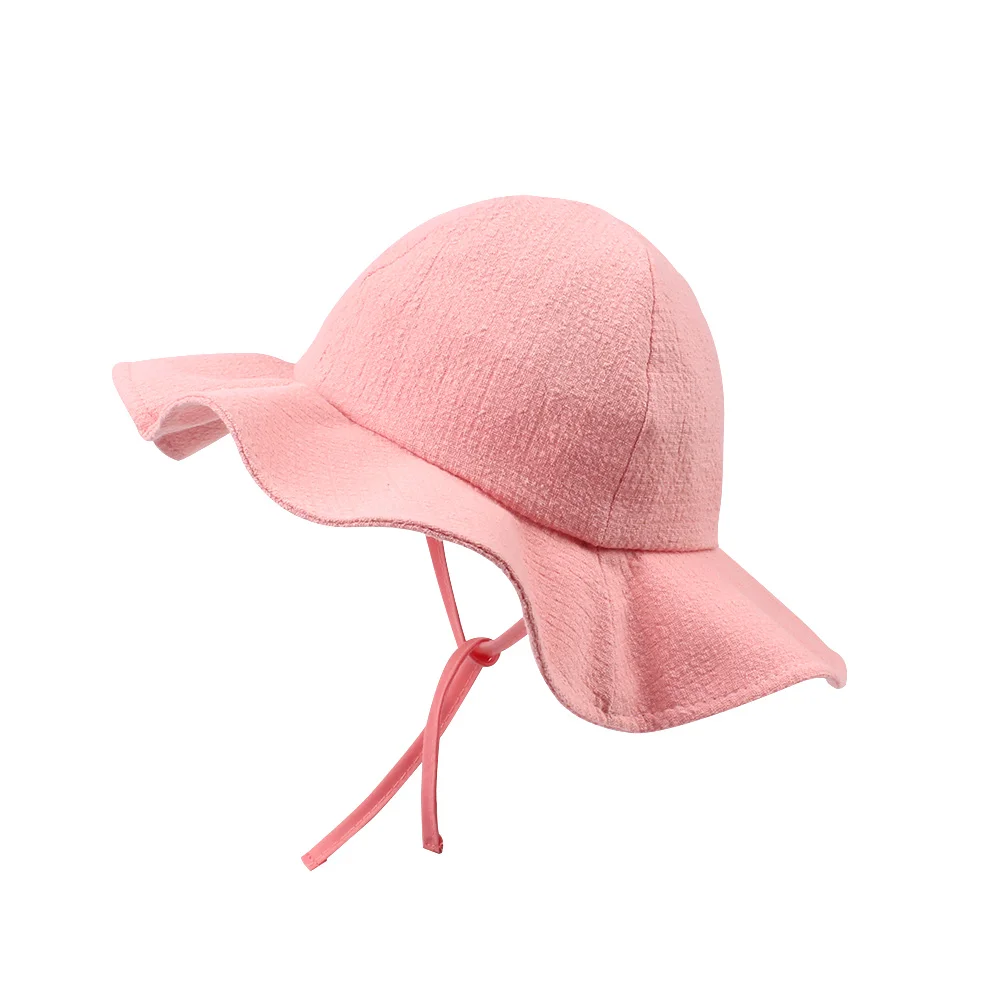 Fashion Panama Baby Girls Hat Cotton Sun Hat For Girls Lace-Up Wild Brim Beach Cap Bucket Hat Spring Summer Baby Girls Clothing (23)