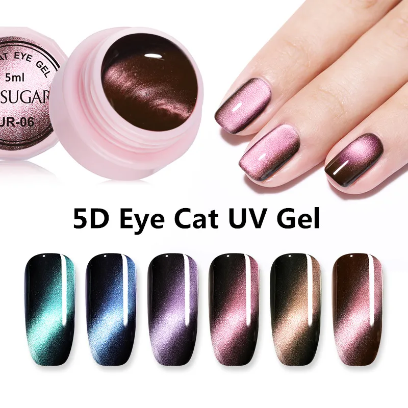 

UR SUGAR 5ml Cat Eyes Nail Gel Polish 5D Magnetic Soak Off UV Gel Shining Purple Blue DIY Magnet Gel Varnish Manicure