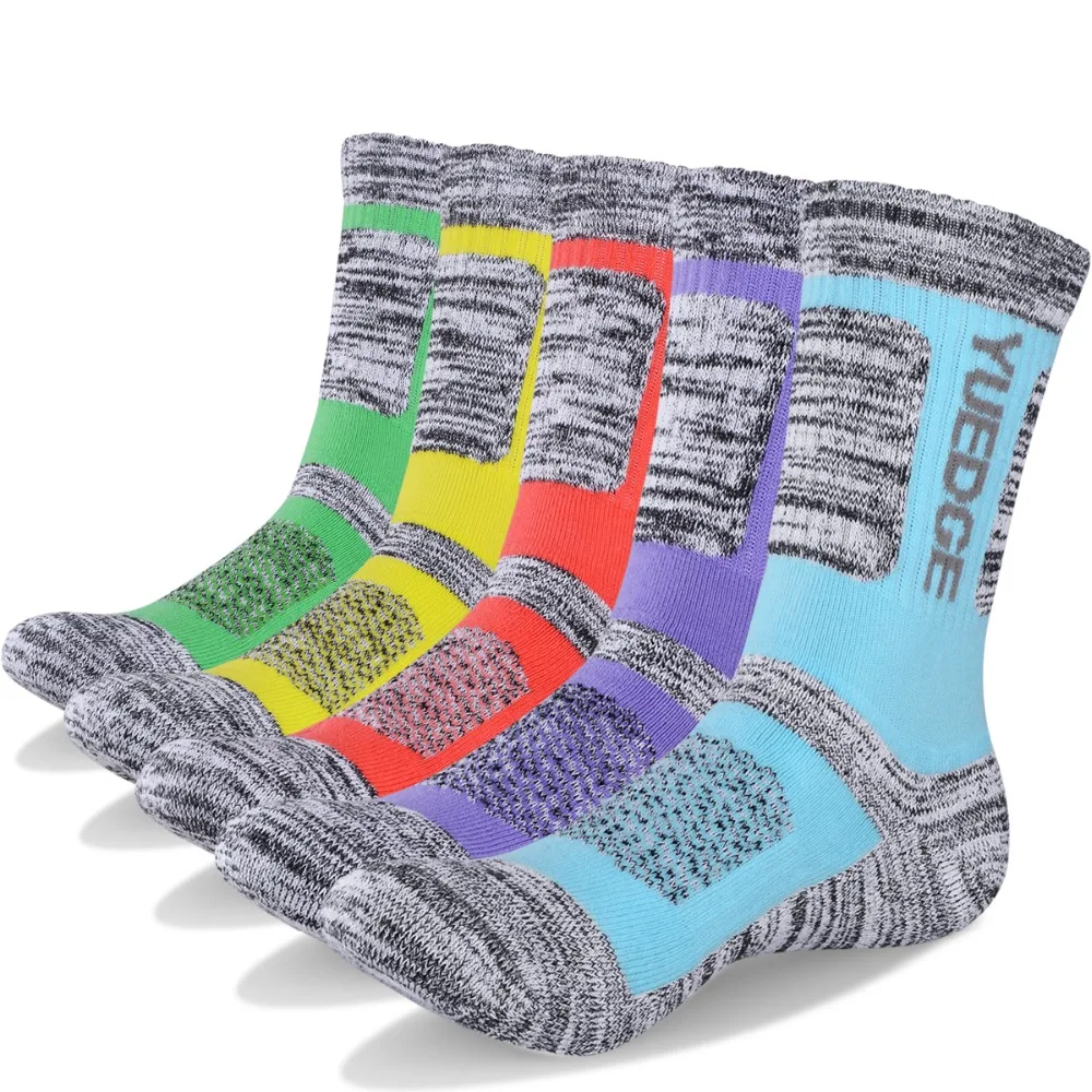 YUEDGE Brand Women's Cotton Cushion Crew Socks Outdoor Hiking Trekking