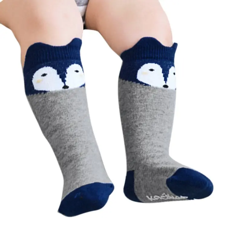 

1 Pair Newborn 0-4Years Kids Girl Boy Animal Pattern Anti-slip Knee High Baby Socks