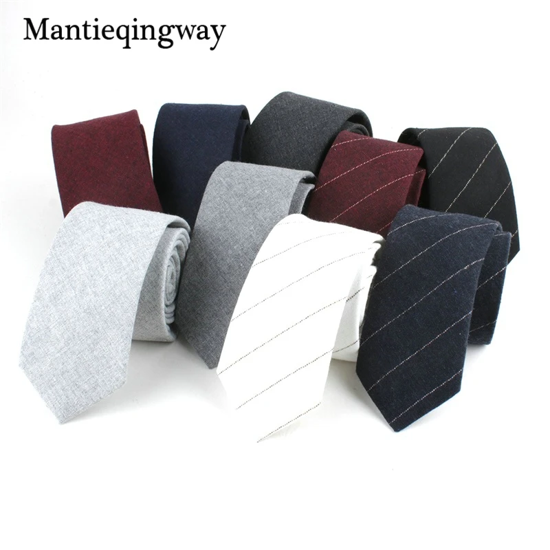 Mantieqingway Striped Cotton Necktie Ties for Mens Casual Pattern Groom