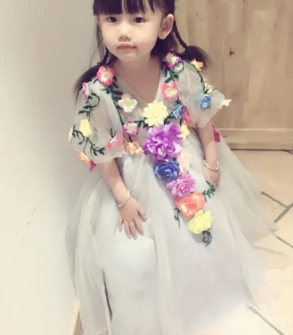 Платье принцессы с цветочным рисунком для маленьких девочек; платье для девочек; летняя детская одежда; повседневное школьное платье для маленьких девочек; Одежда для девочек