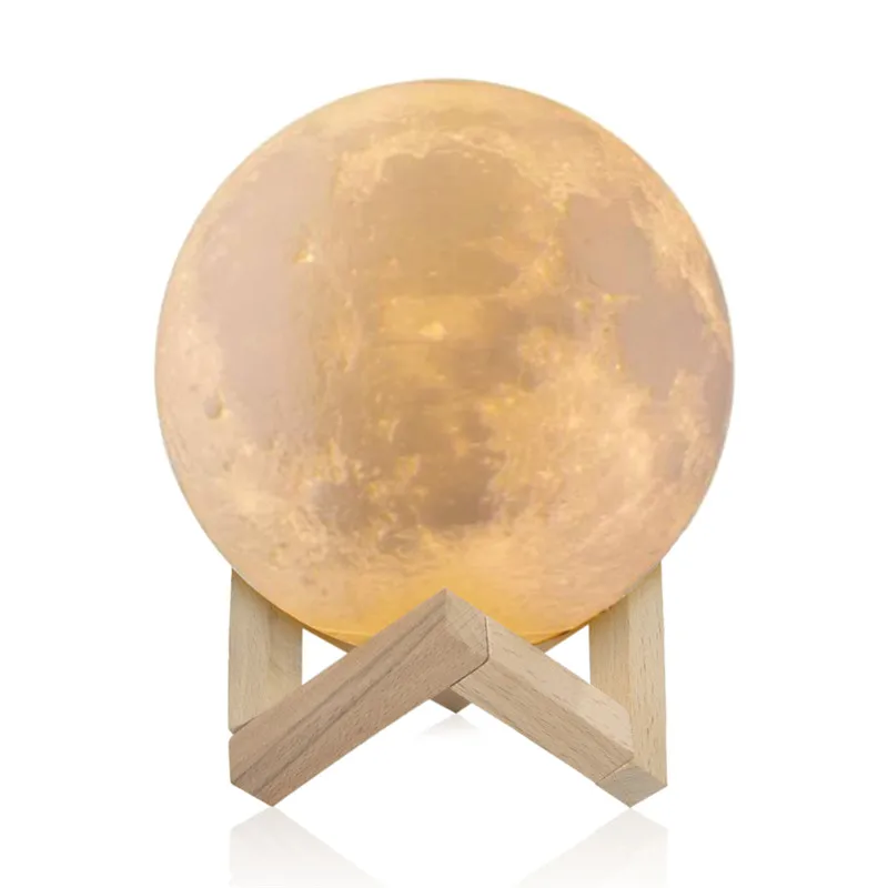 10CM 15CM Rechargeable 3D Print Moon Lamp 2 Color Change Touch Switch Bedroom Bookcase Night Light