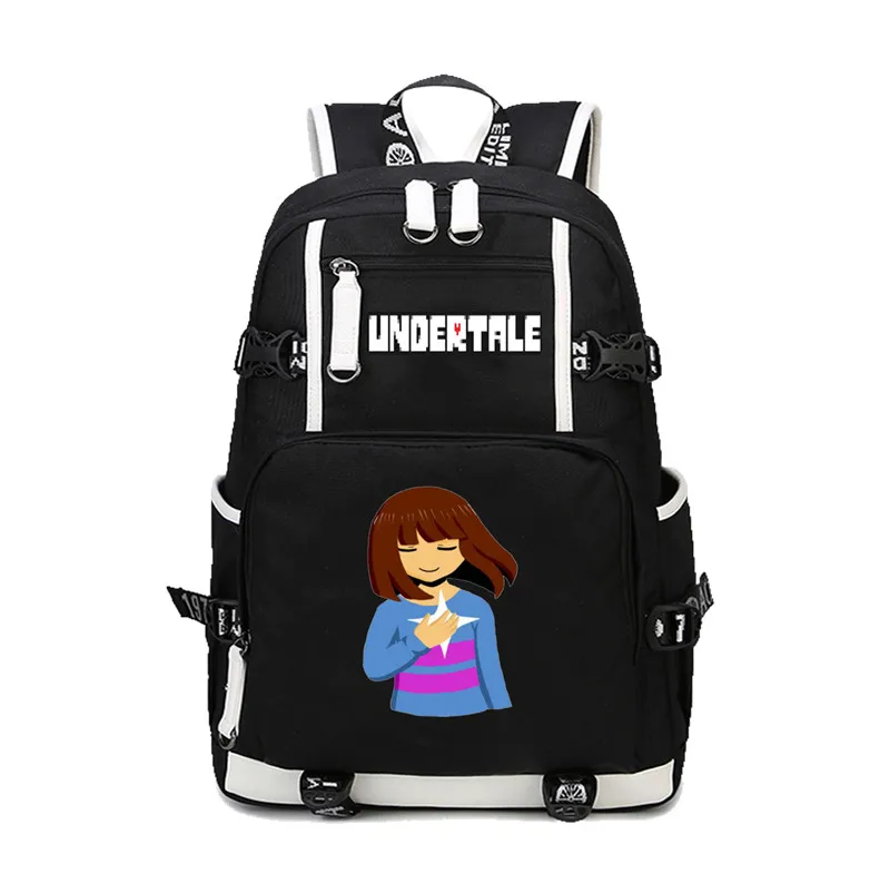 Рюкзак с USB принтом в виде аниме Undertale на молнии для ноутбука школы путешествий