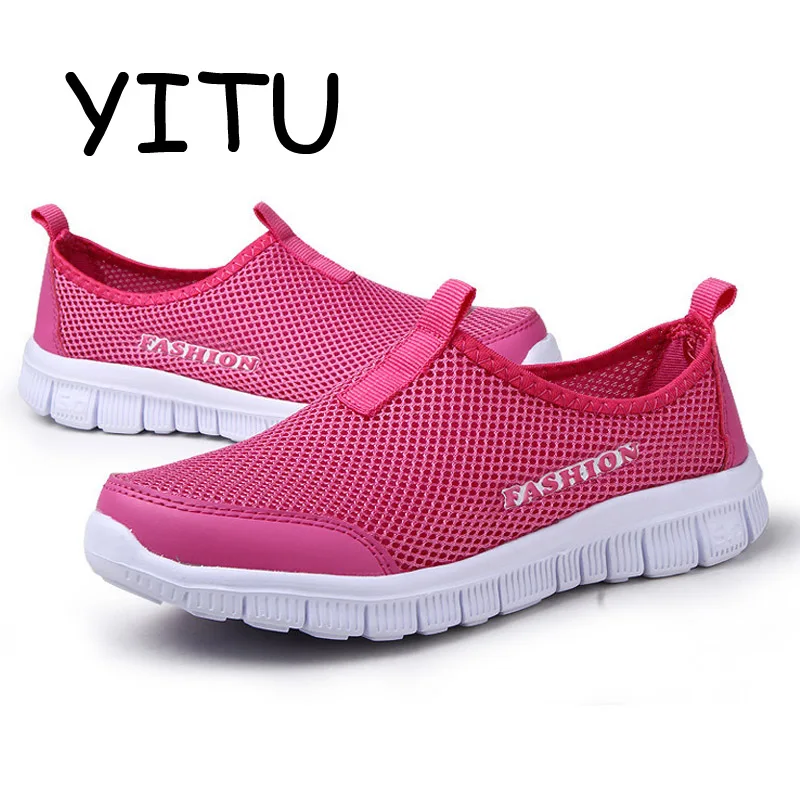 YITU/ г. летняя Мужская дышащая пляжная обувь Уличная обувь для плавания из сетчатого материала женская Ультралегкая синяя спортивная обувь брендовые туфли без каблука