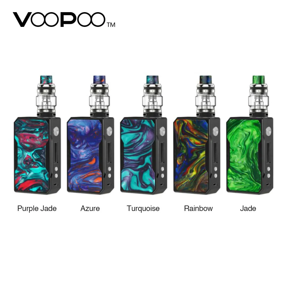 

157W VOOPOO Black Drag Vape Kit with Resin TC Box MOD & 8ml UFORCE T1 Tank No 18650 Battery Vape e-Cigarette Kit VS Shogun JR