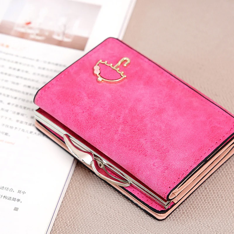 Women Umbrella Faux Leather Clutch Trifold Wallet Credit Card Holder Purse Small Wallet Women ...