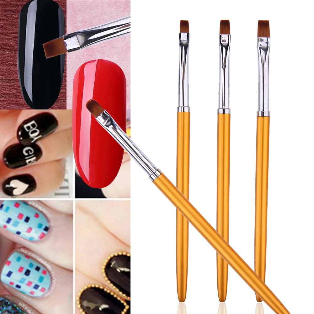 3pcs Nail Art Brushes Fingernail Design UV Gel Nail Polish Painting Pen