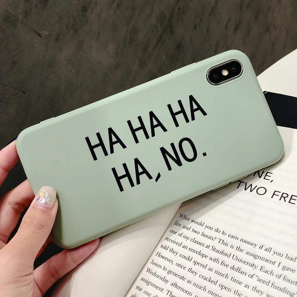 KIPX1082E_1_JONSNOW Matte Phone Case for iPhone 6S 6P 7 8 Plus HA HA HA HA NO Pattern Soft Silicone Cases for iPhone X XR XS Max