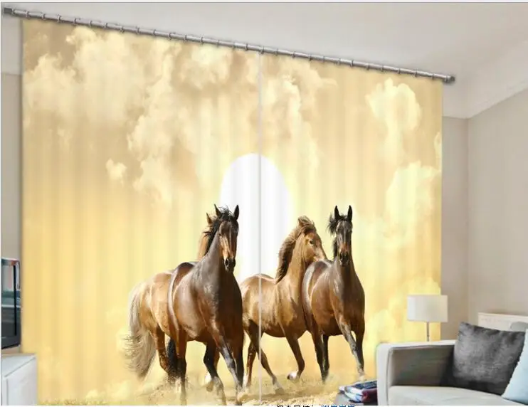 2017 Cheval En Cours D Execution Fenetre Occultante Rideaux De Luxe 3d Rideaux Pour Salon Chambre Bureau Hotel Maison Mur Tapisserie Curtains For Curtains For Living Roomcurtain For Living Aliexpress