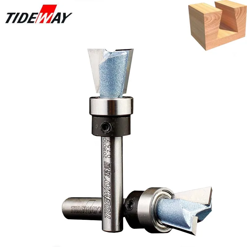 

Tideway 1/4" tungsten Carbide Dovetail Joint Router Bit with Bearing Woodworking CNC milling Cutter Tool For Home Accessories