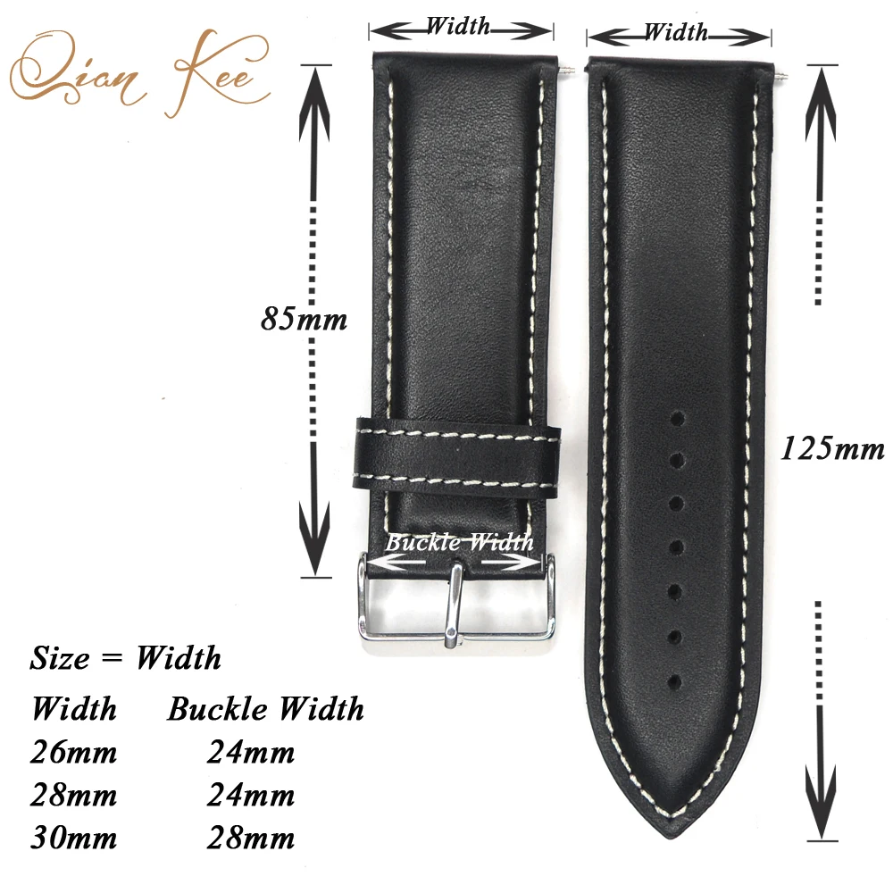 watch strap 26mm 28mm 30mm watch band black dark brown big large watchband size