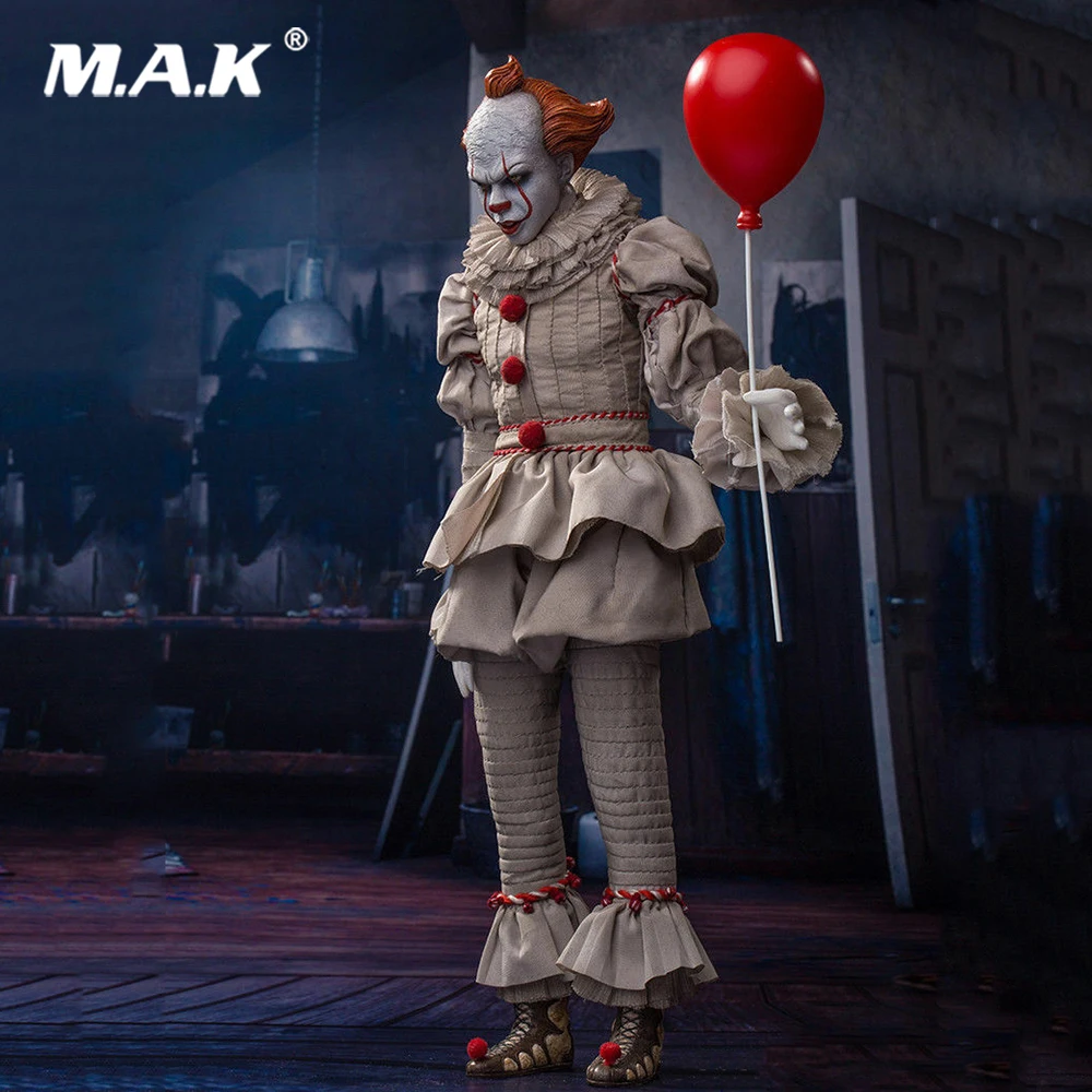 

For Collection 1/6 Full Set Pennywise Evil Clown Joker PVCAction Figure Collectible Toy Head Body Clothing Model for Fans Gifts