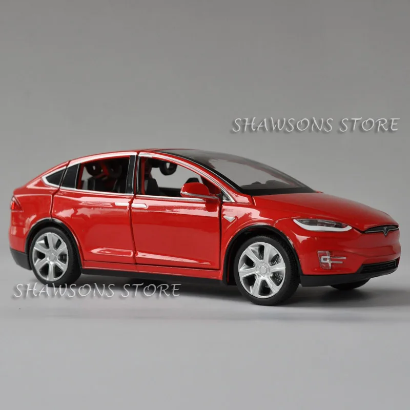 1:32 литая модель автомобиля игрушки Tesla модель X 90D Pulll назад Реплика w/звук и светильник - Цвет: Красный