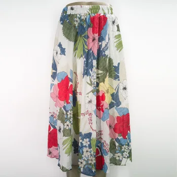 

Flectic Womens Boho Chic Clothing Tropical Floral Print Skirt Pineapple Musa Palm Dots Mid Length Elastic Waist Pleated Skirt
