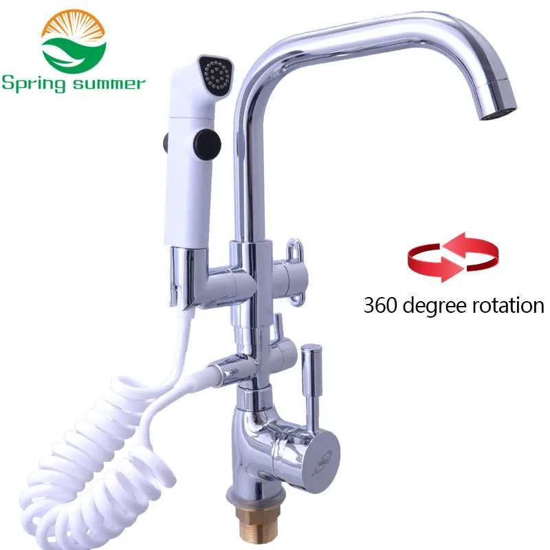 SPRING SUMMER Brass mixer tap cold water kitchen faucet kitchen sink Multifunction shower