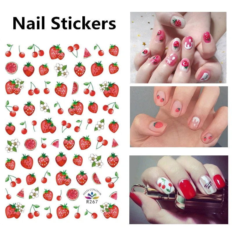 

1pcs Nail Stickers 3D Nail Art Water Transfer Stickers Nails Flower Stickers for Nail Strawberry Sunflower DIY Manicure Decals