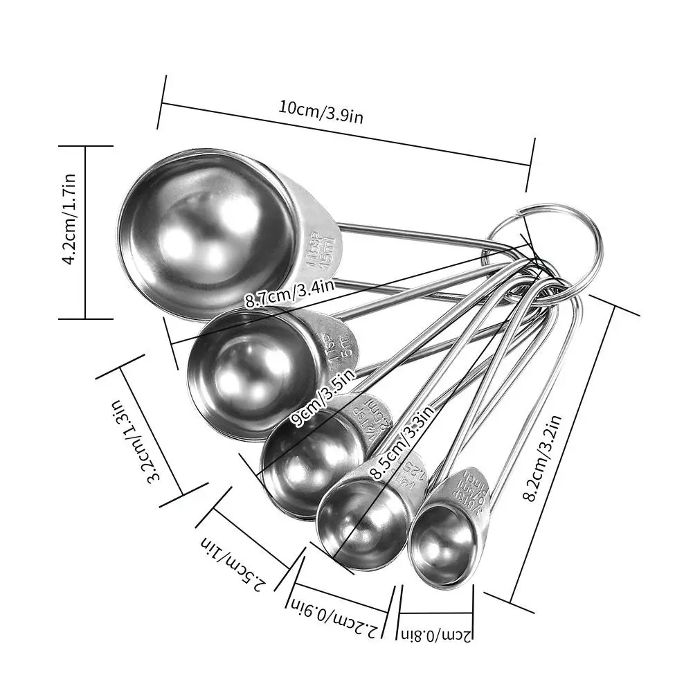 Новинка 5 шт. ложка для выпечки из нержавеющей стали кофейная пудра сухое молоко, мерная ложка для торта, инструмент для выпечки, приправа, ложка