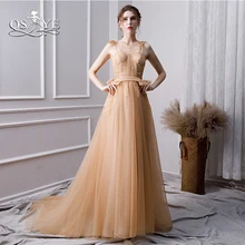 QSYYE Новые длинные платья для выпускного вечера Robe de Soiree Спагетти ремни Милая Длина пола Тюль бисером кружева вечерние платья