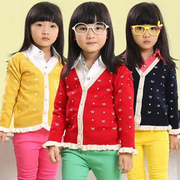 

Spring/Autumn Thin Knitted Girls Cardigans Sweater Children Outerwear Kids Clothes Baby Tops 2018 T2/7961DTAE