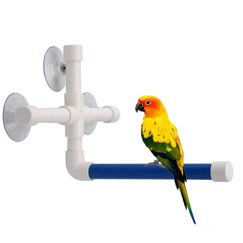 

Adeeing Pet Parrot Bath Perches Standing Platform Rack Triangular Suction Shower Stand Bird Bath Toys