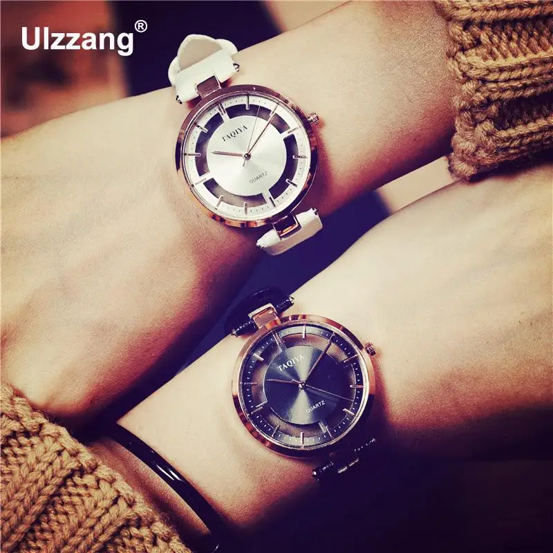 

Hot Sale Hollow Rose Gold Leather Quartz Wristwatches Wrist Watch Bracelet Gift for Women Ladies Girls