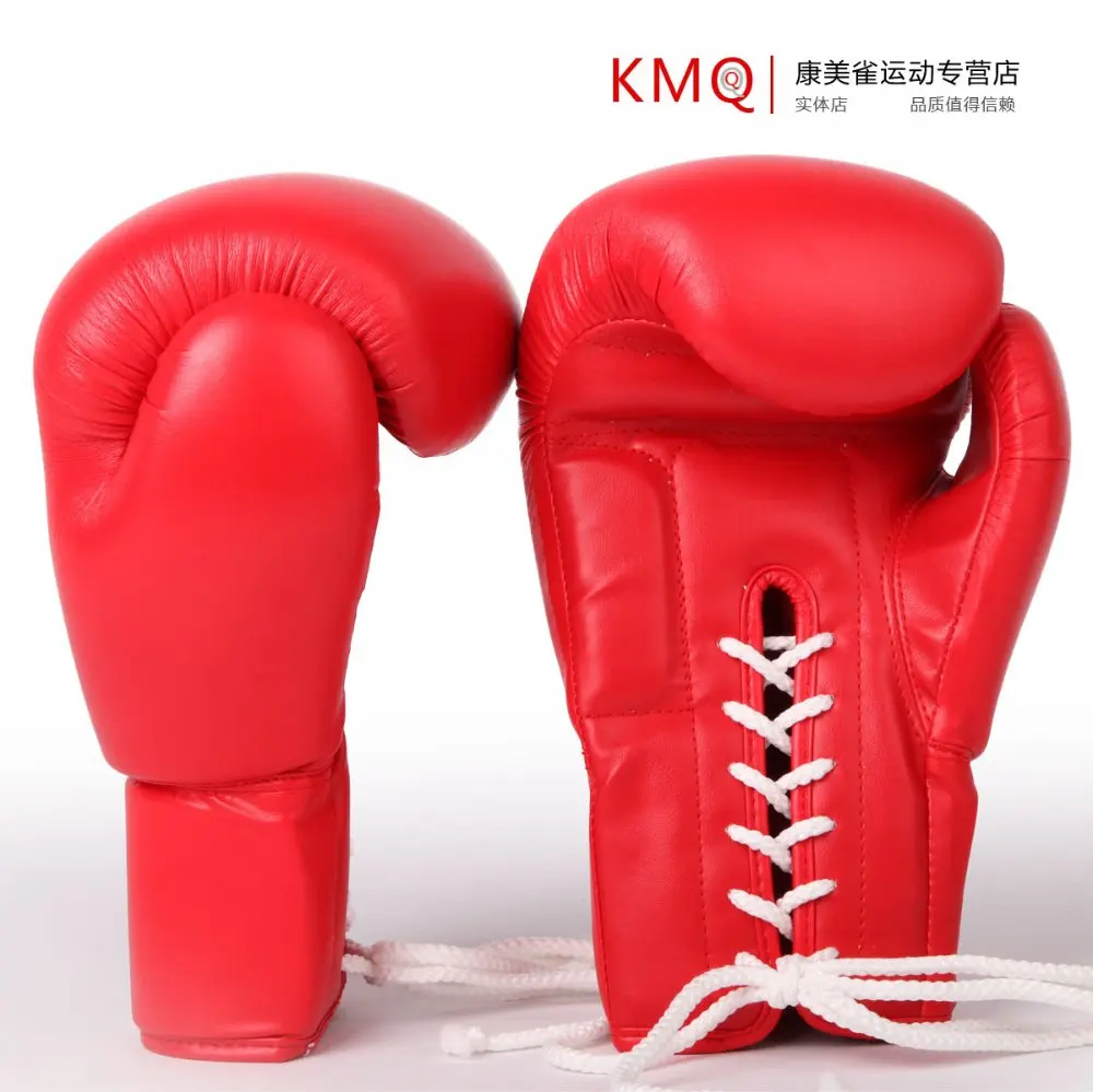 Quality red/black leather boxing gloves, 1 pair, with rope,Game Boxing