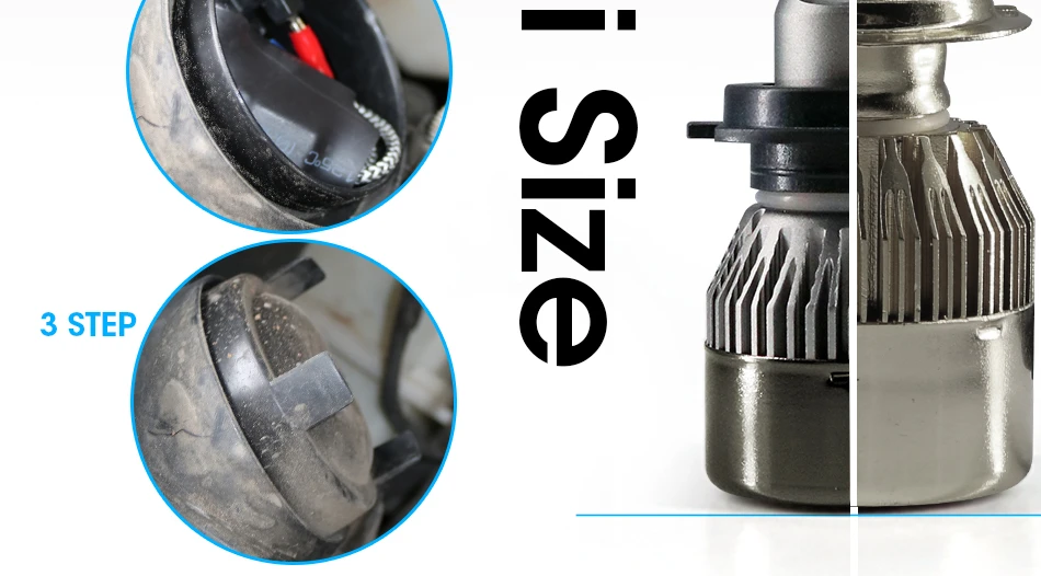 HLXG led A5 mini size slient fan H4 H7 led car headlights H11 9005 900602